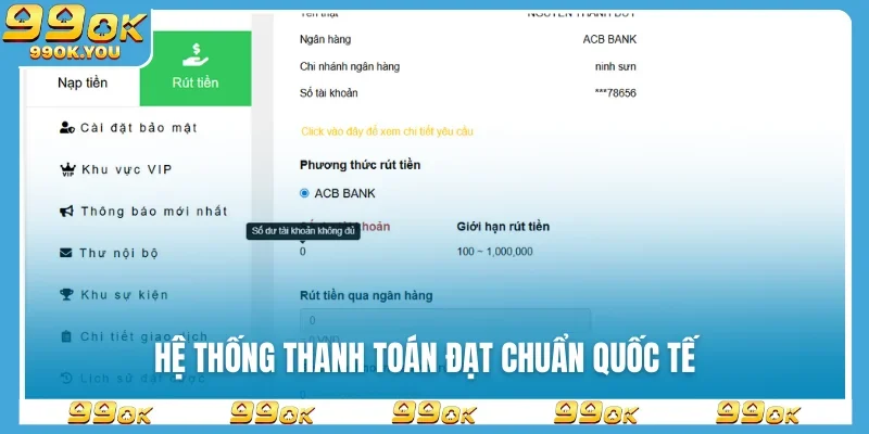 Hệ thống thanh toán đạt chuẩn quốc tế